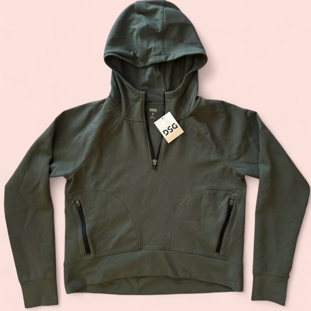 NWT DSG Women's Green Quarter-Zip Hoodie Sweatshirt